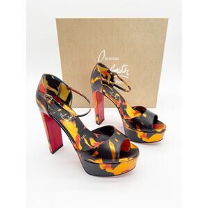 New Christian Louboutin Sandaloo 130 Fire Specchio Platform Sandal Heels EU 37